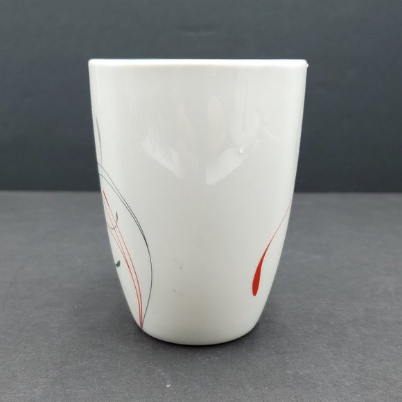 Corelle Splendor Mugs White Porcelain Mugs With Red Gray Swirls - Picture 4 of 8